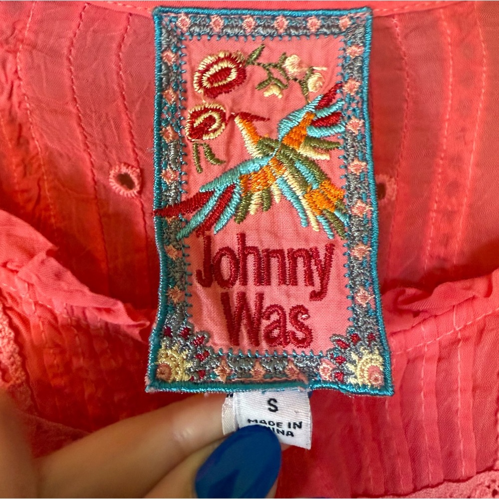 Johnny Was Womens Pink Floral Oversized Embroidered Long Sleeve Top Size Small - Picture 6 of 8